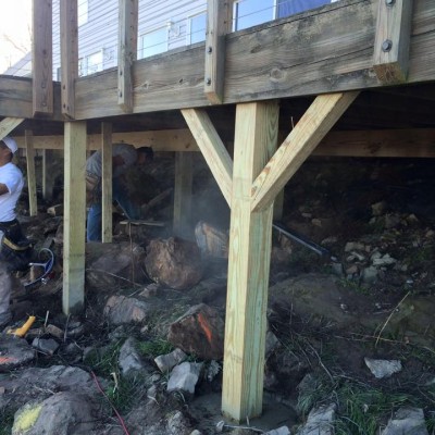 Stabilizing a deck by replacing deck posts in Birmingham, Al